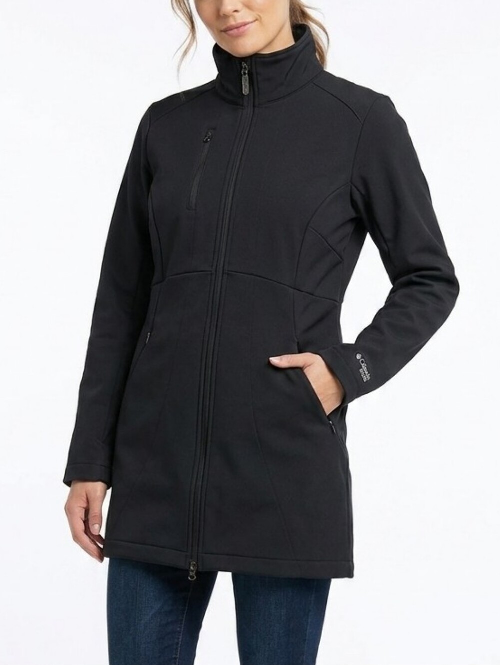 COLUMBIA X.C.O. Women's Black Softshell Fleece-Lined Long Jacket
